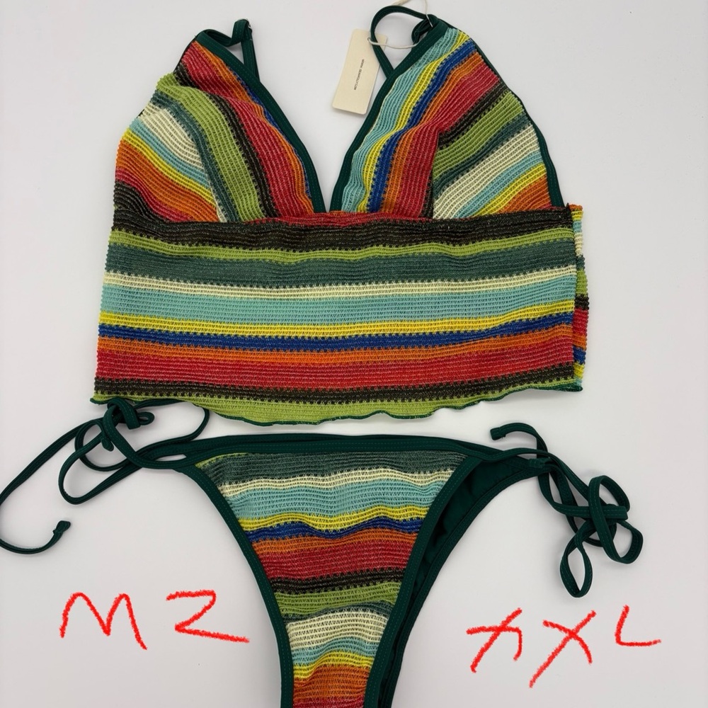Vibrant Striped Crochet Bikini Set NWT - Picture 5 of 7